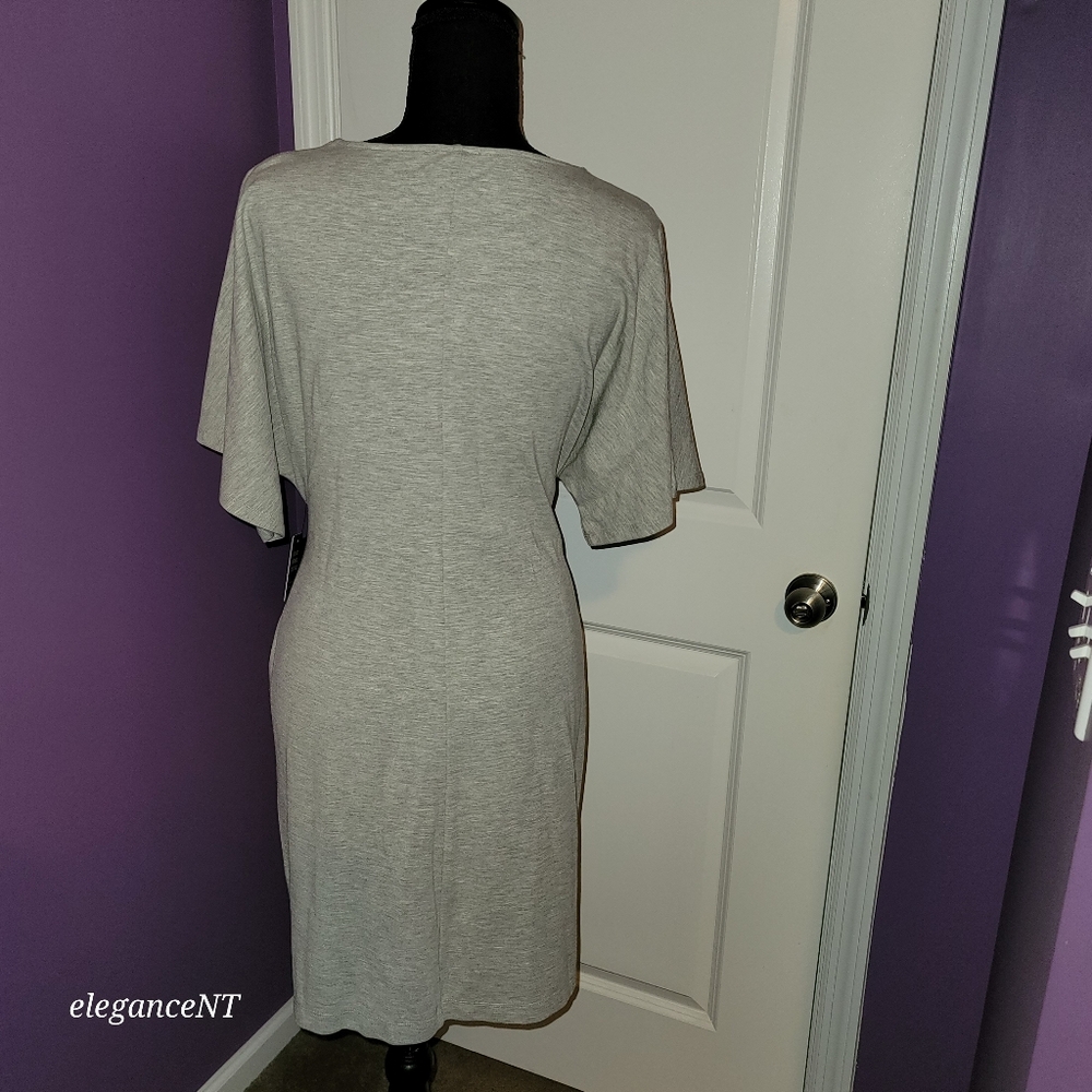 Express Gray Sweatshirt Dress with Flutter Sleeves Size: L NWT - Picture 5 of 8